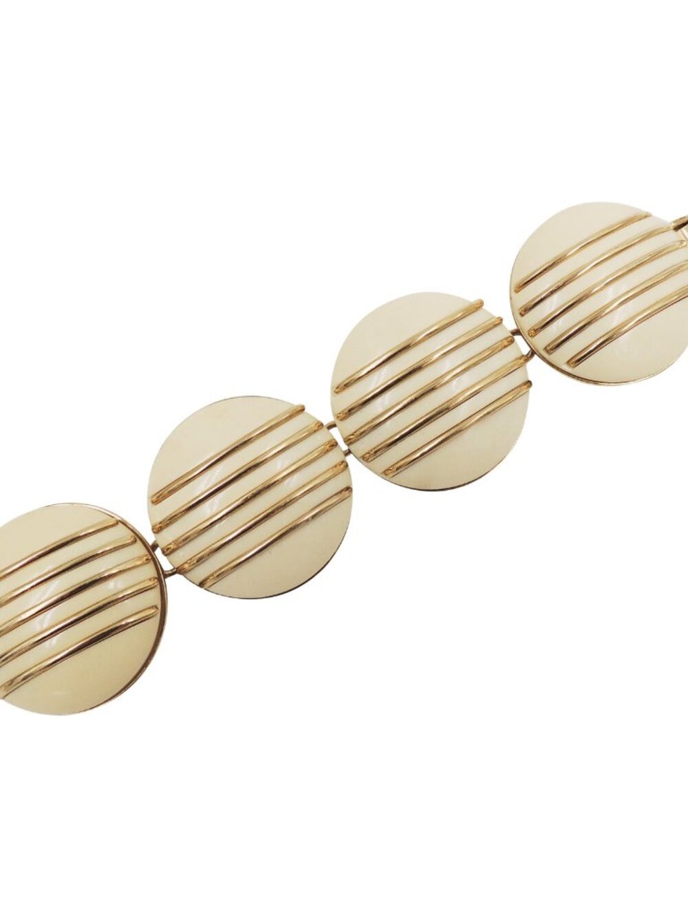 Vintage 1950s Signed Monet Goldtone & Ivory Colored Resin Bracelet